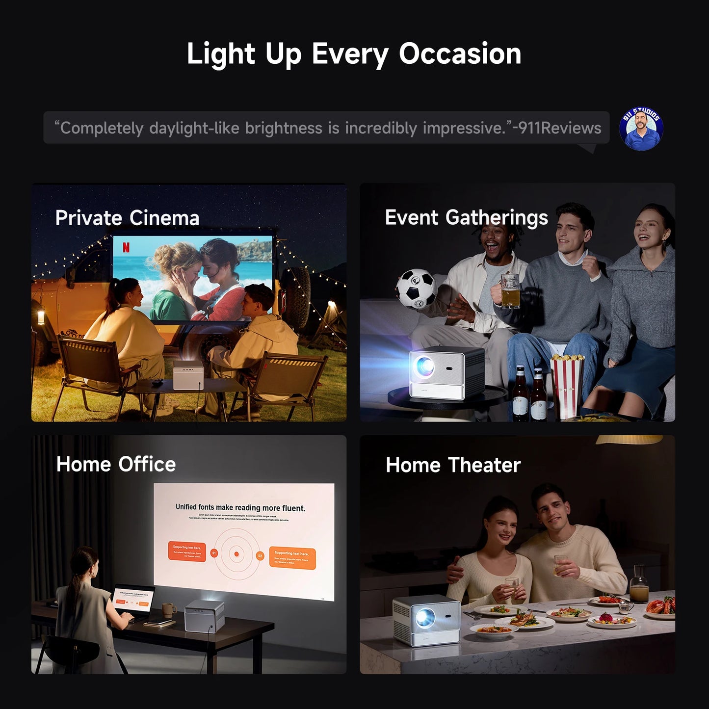 Projector Google TV 11.0 Projector 1080P 4K Home Theater Auto Focus 5G WiFi Bluetooth Portable Projector