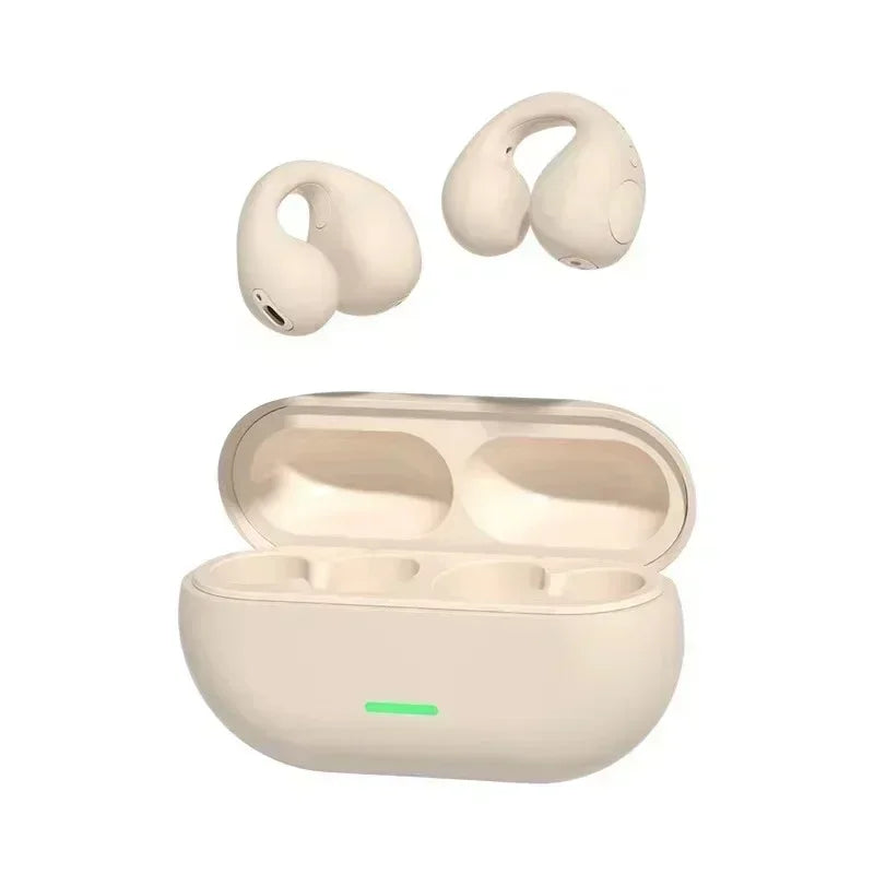 White Earbuds Bluetooth 5.3 Bone Conduction Headphones T75 Sports and Gaming earphones Bluetooth Video Game headset