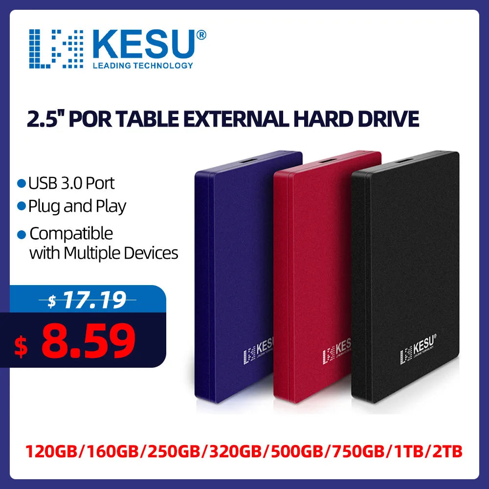 Hard Drive Storage 2TB External Hard Drive 2.5" storage solutions compatible with desktops, laptops, servers, and gaming consoles like PS4 and Xbox One