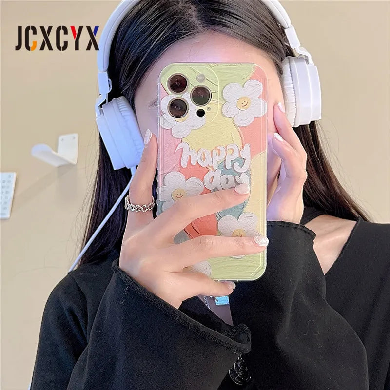 cellphone case Cute Flower Oil Painting Soft Case iPhone 12 Pro Max or 12 Mini