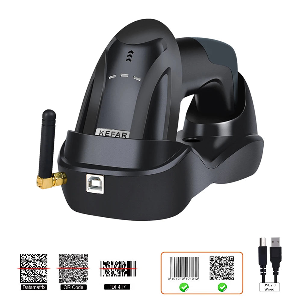 Handheld Wireless Barcode Scanner 2.4G 30m For POS and Inventory
