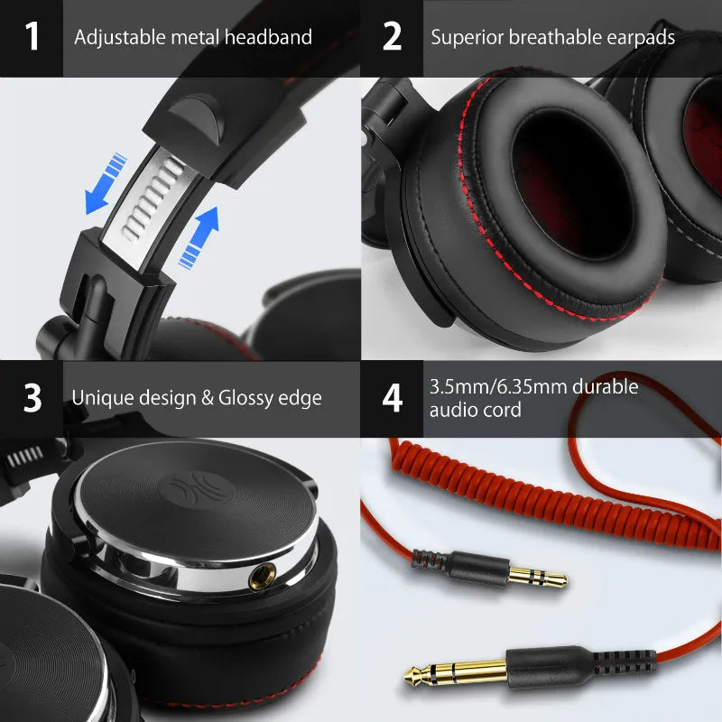 DJ Headphone Wired Professional Studio Pro DJ Headphones With Microphone