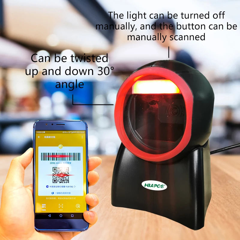 Scanner 2D Omnidirectional Barcode Scanner 1D 2D QR Code Desktop Bar code usb Reader