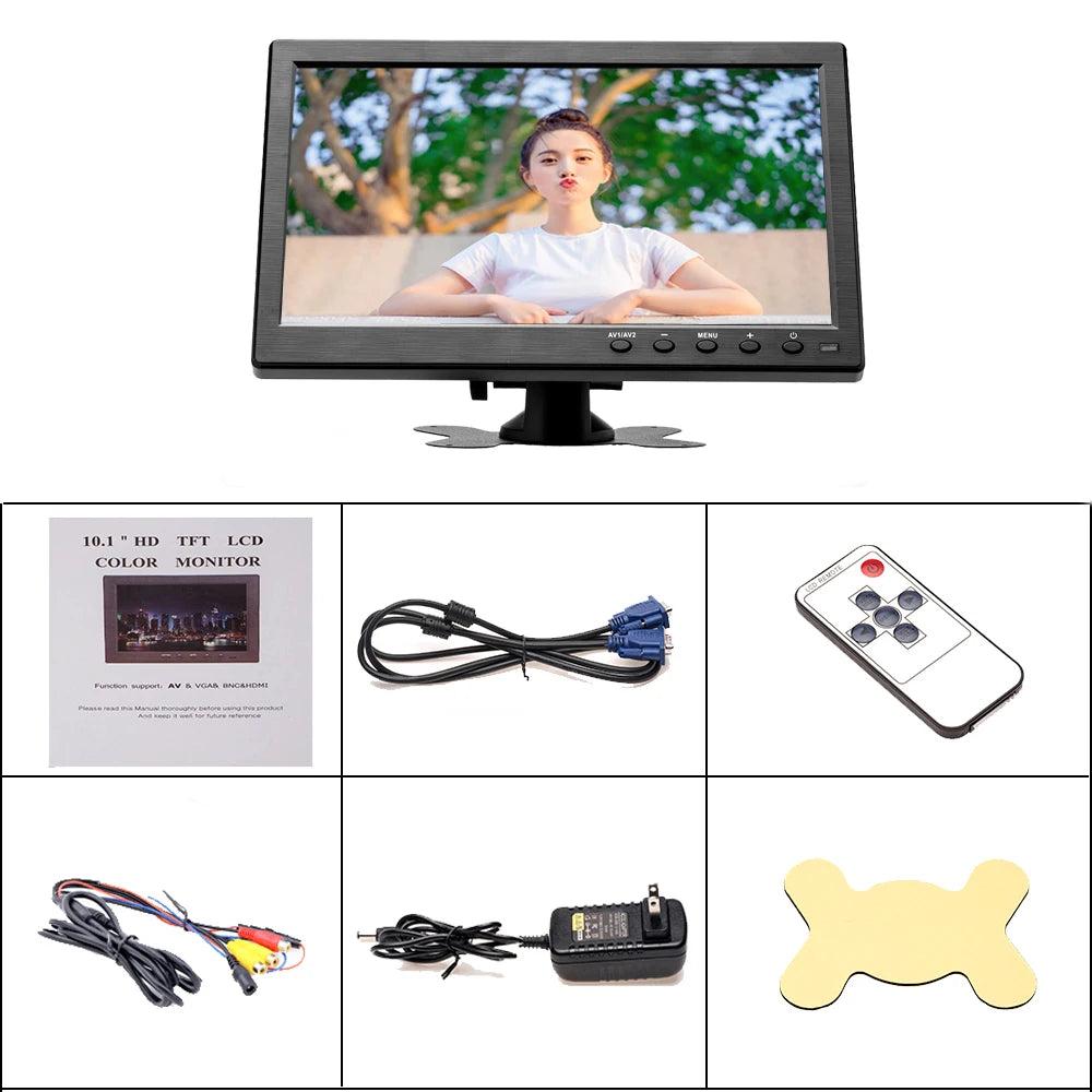 Podofo 10.1 inch  LCD HD Monitor & Computer Display Color Screen 2Channel Video Input Security Monitor With BNC / AVI / VGA / HDMI
