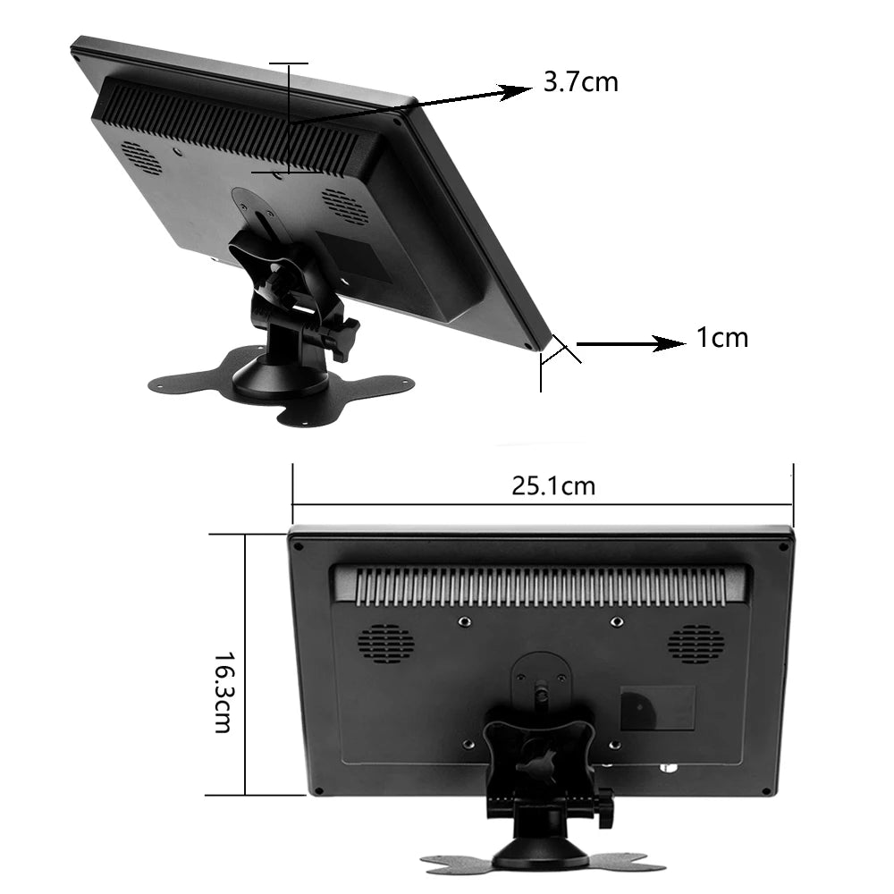 Podofo 10.1 inch  LCD HD Monitor & Computer Display Color Screen 2Channel Video Input Security Monitor With BNC / AVI / VGA / HDMI