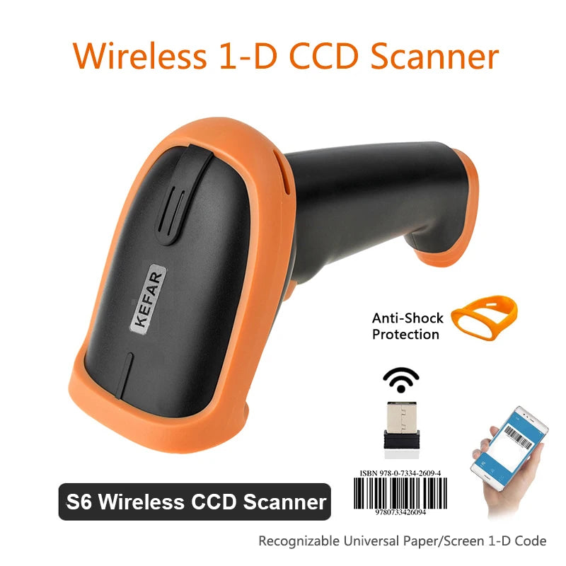 Handheld Wireless Barcode Scanner 2.4G 30m For POS and Inventory