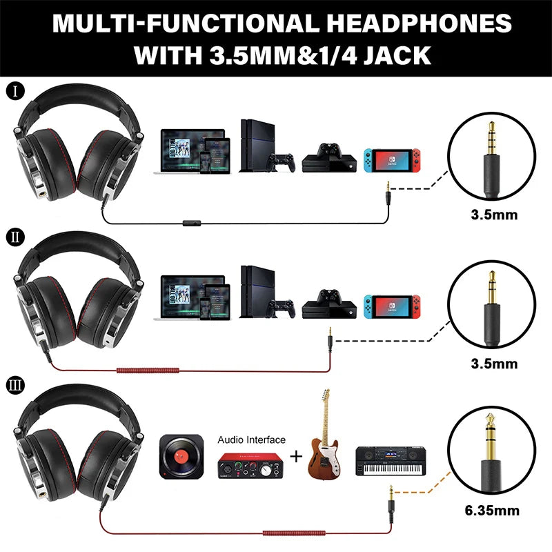 DJ Headphone Wired Professional Studio Pro DJ Headphones With Microphone