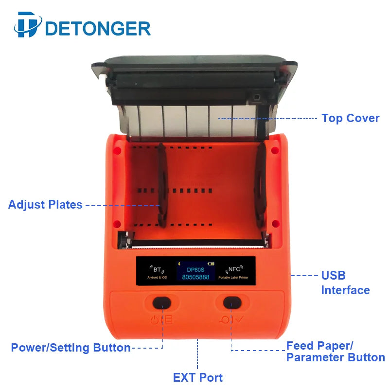 Detonger high resolution Printers Wireless Thermal Mini Barcode Printer