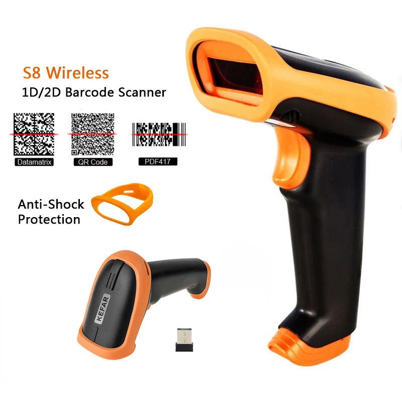 Handheld Wireless Barcode Scanner 2.4G 30m For POS and Inventory