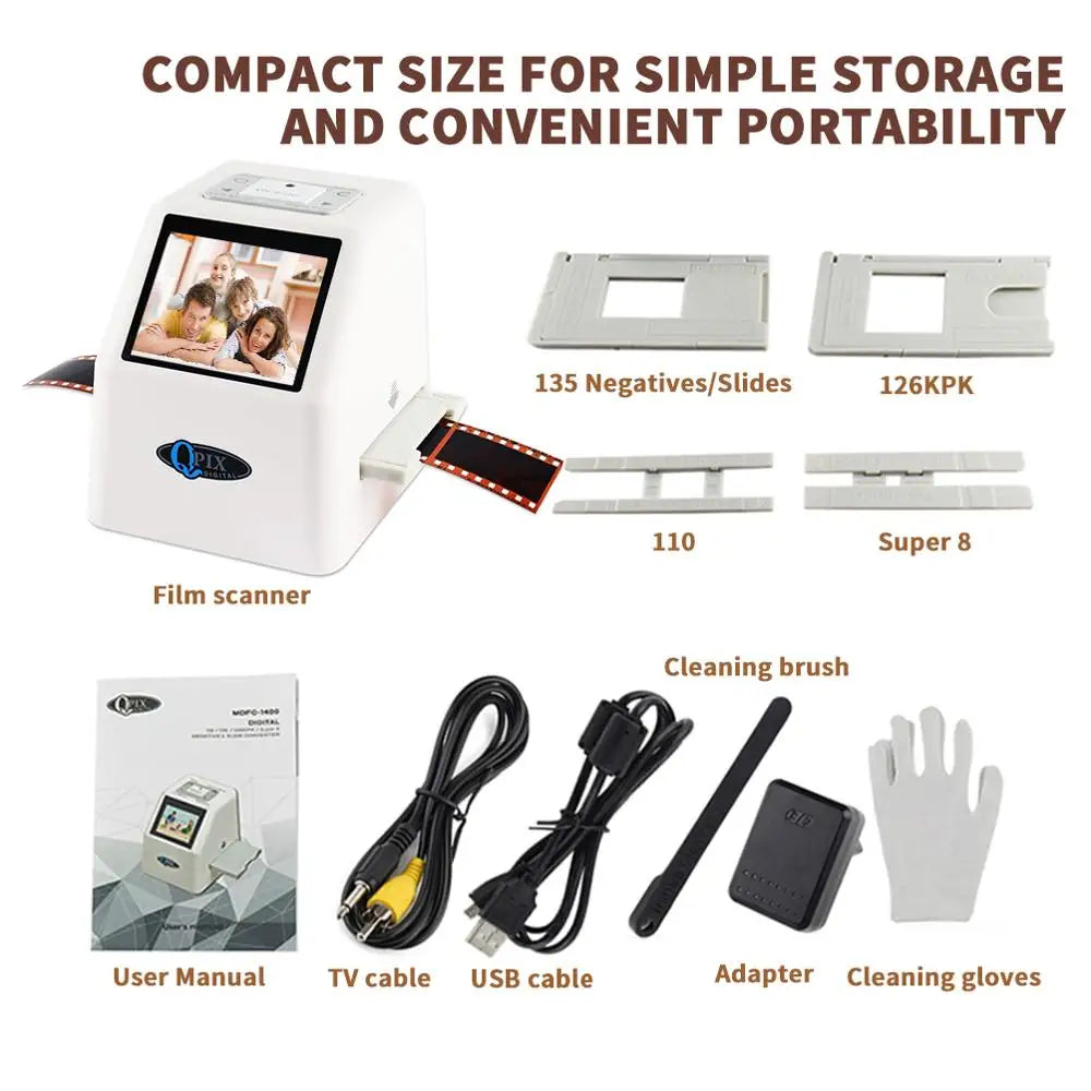 Portable Film scanner 35mm Negative Film Scanner with 2.4"LCD screen super 8 negatives and slides cmos sensor