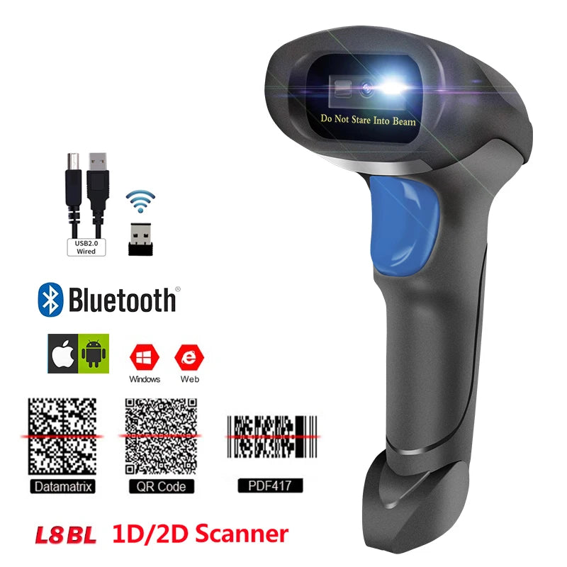 Handheld Wireless Barcode Scanner 2.4G 30m For POS and Inventory