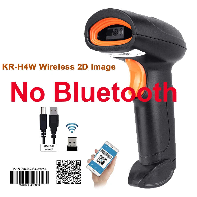 Handheld Wireless Barcode Scanner 2.4G 30m For POS and Inventory