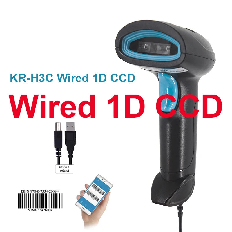 Handheld Wireless Barcode Scanner 2.4G 30m For POS and Inventory