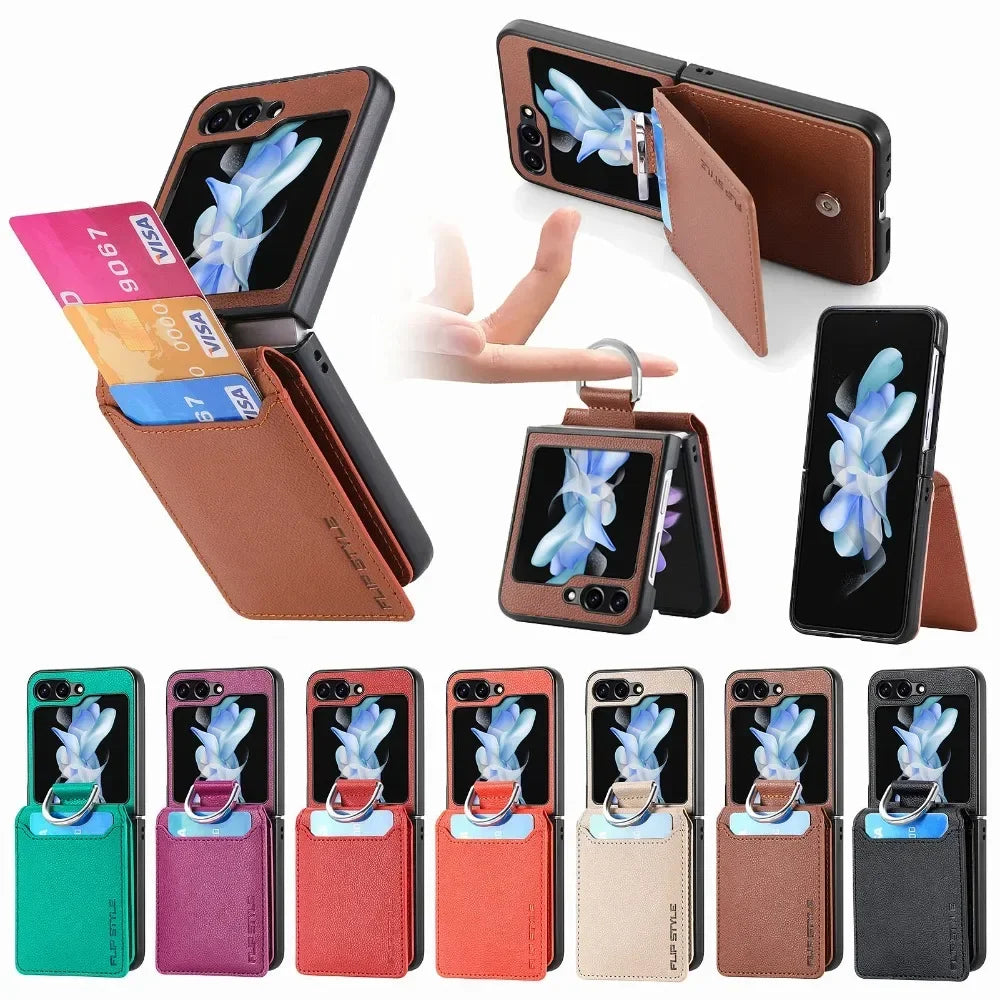 cellphone case Leather Card Slot mobile Phone Case for Samsung Z Flip 5G