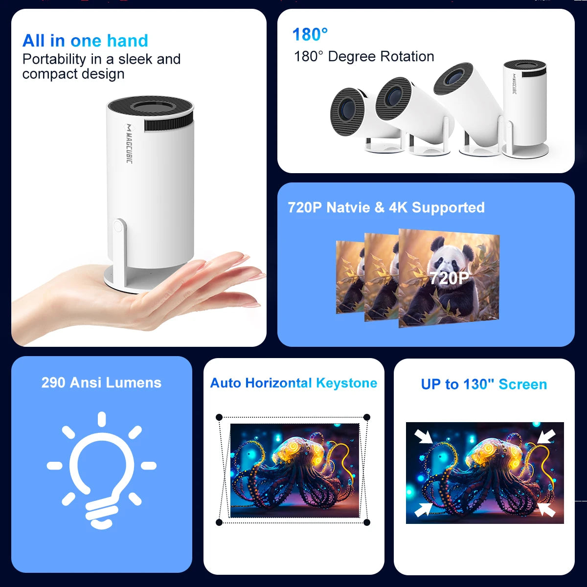 Magcubic HY300 Pro 4K Smart WiFi6 Projector for Home & Outdoor Cinema