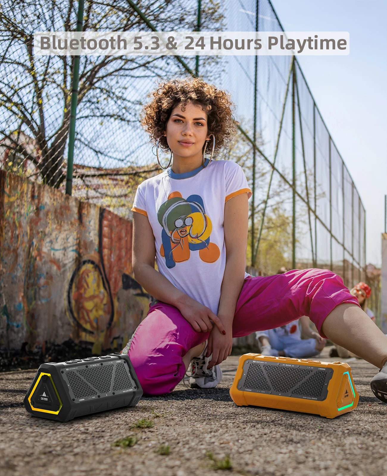 40W Outdoor Bluetooth Speaker with Stereo Sound & RGB Lights