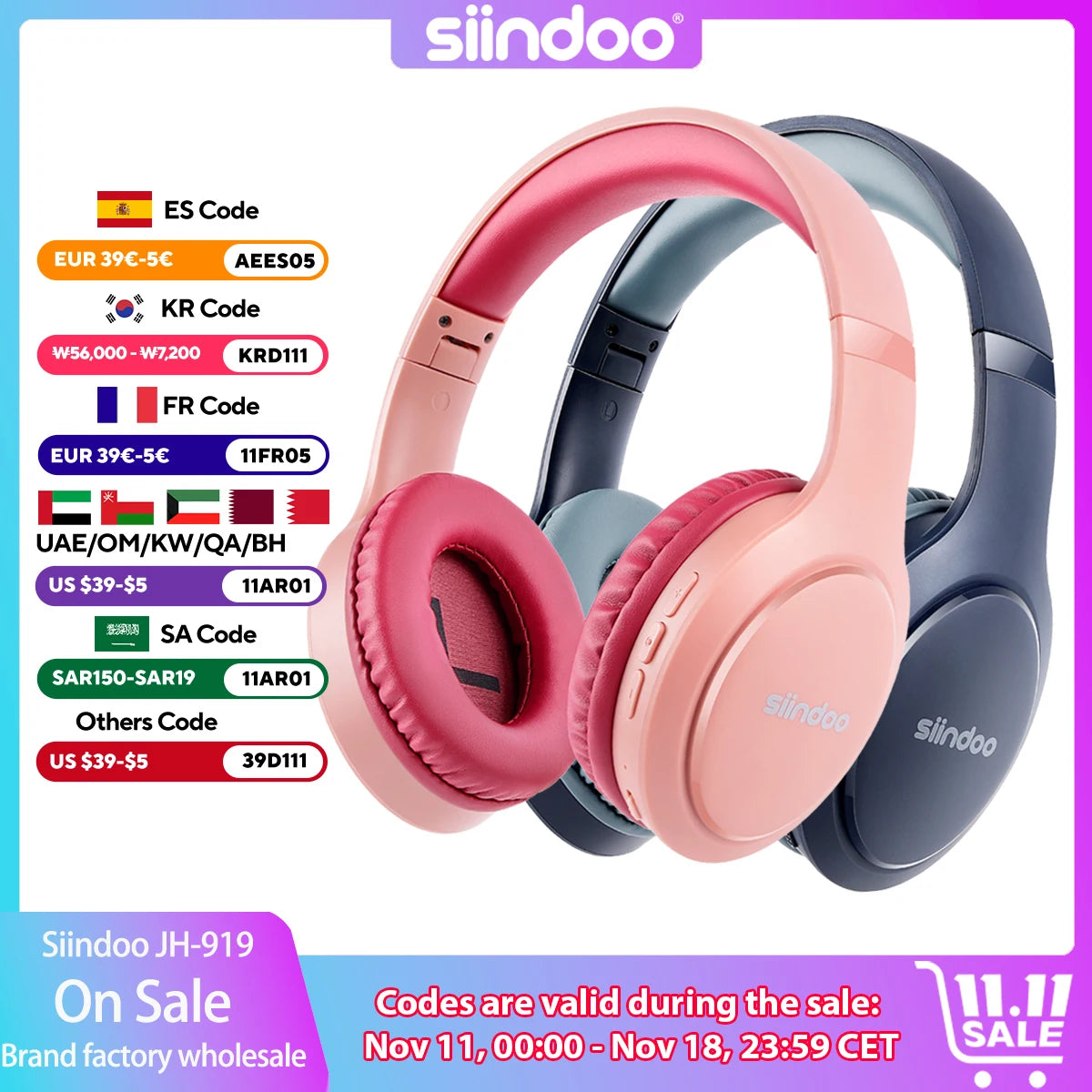 Wireless Bluetooth Headphones Foldable Stereo, Type-C charging port