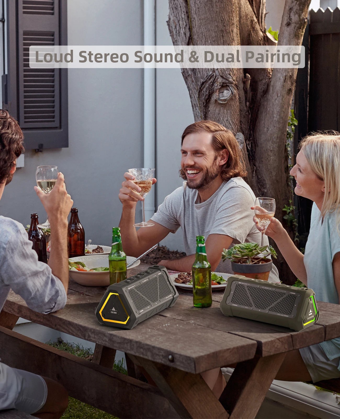 40W Outdoor Bluetooth Speaker with Stereo Sound & RGB Lights