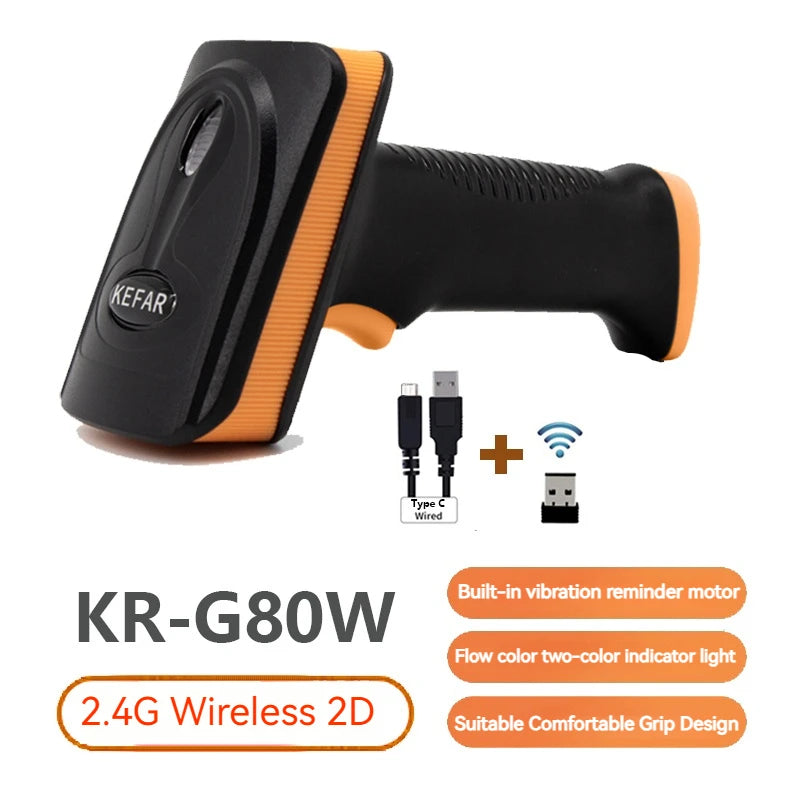 Handheld Wireless Barcode Scanner 2.4G 30m For POS and Inventory