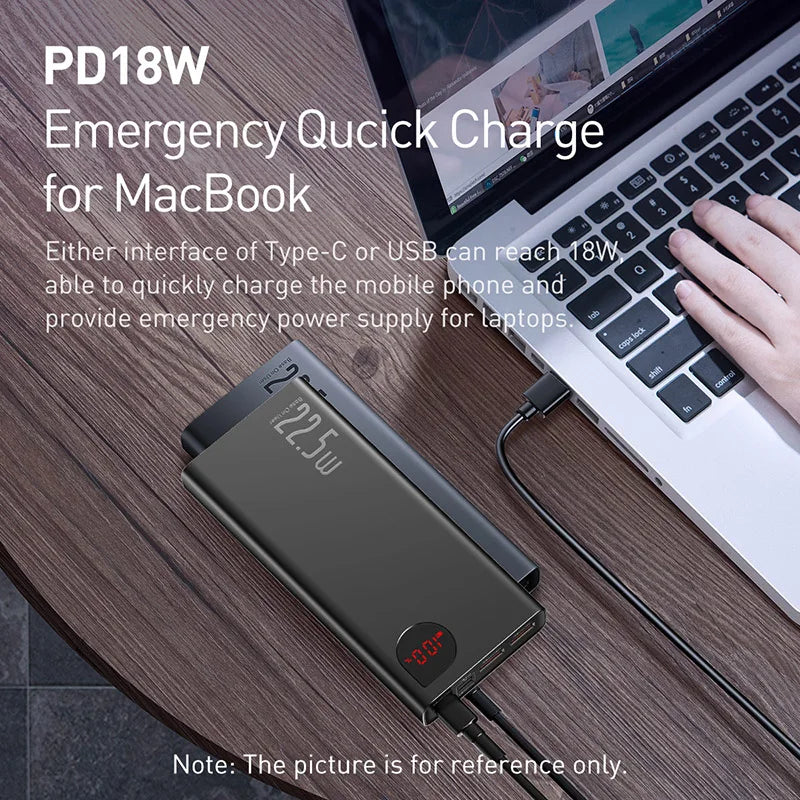 Power bank by BASEUS 20000mAh Portable Charging Power Bank cellphone charger iPhone 14 series, Samsung S20, Huawei P40, Xiaomi Redmi