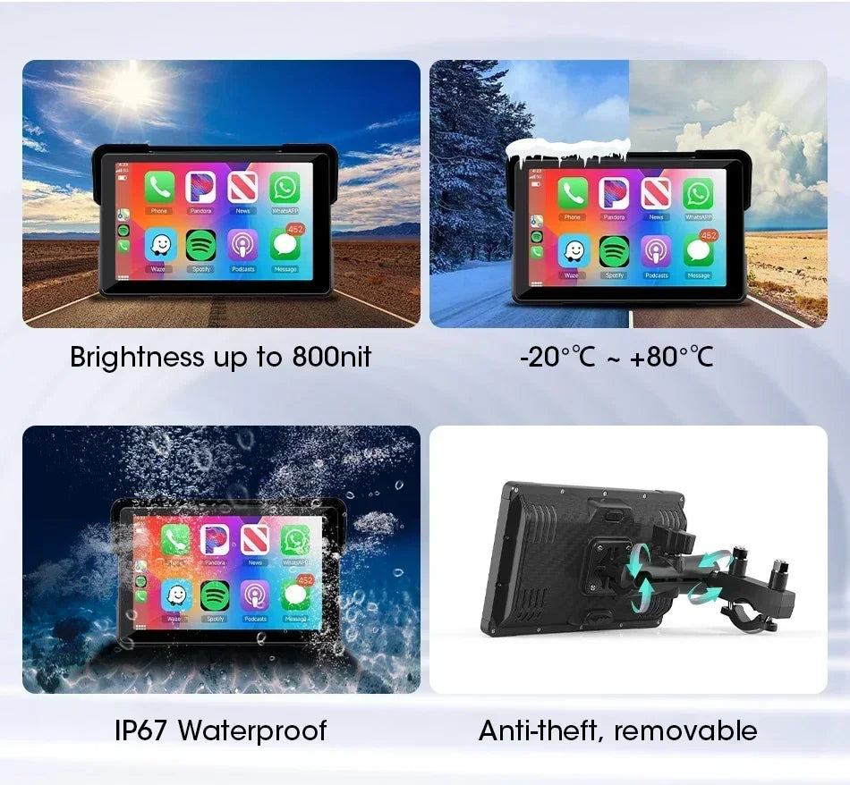 Car GPS Navigation System Waterproof CarPlay GPS DVR for Motorcycles 5 & 7 Inch LCD Automobile maps