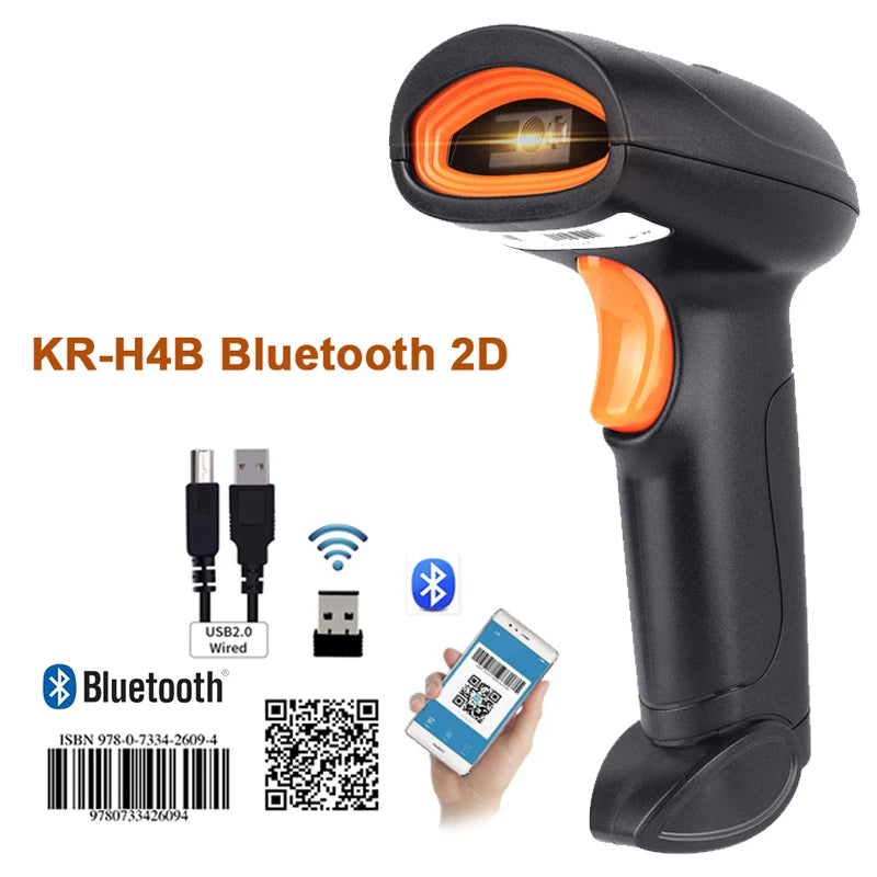 Handheld Wireless Barcode Scanner 2.4G 30m For POS and Inventory