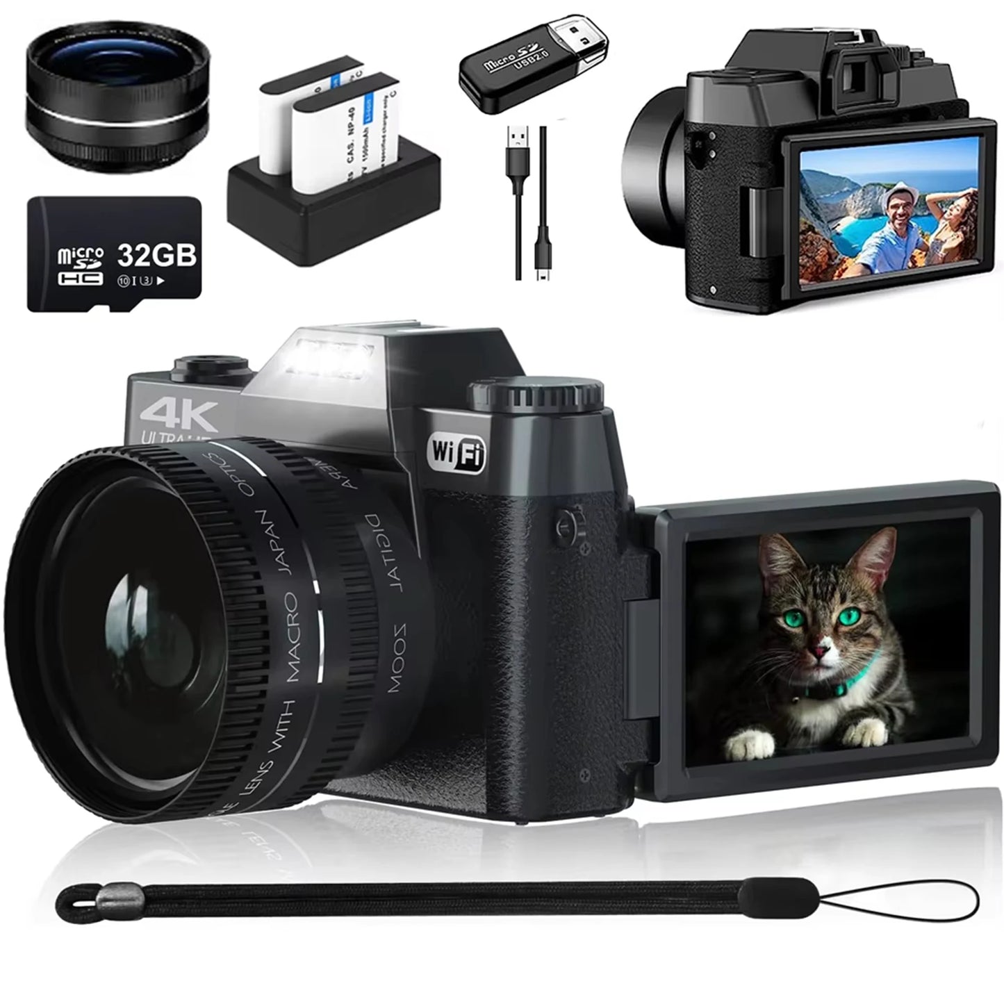 48MP 4K Vlog Cam with WiFi & 16X Zoom