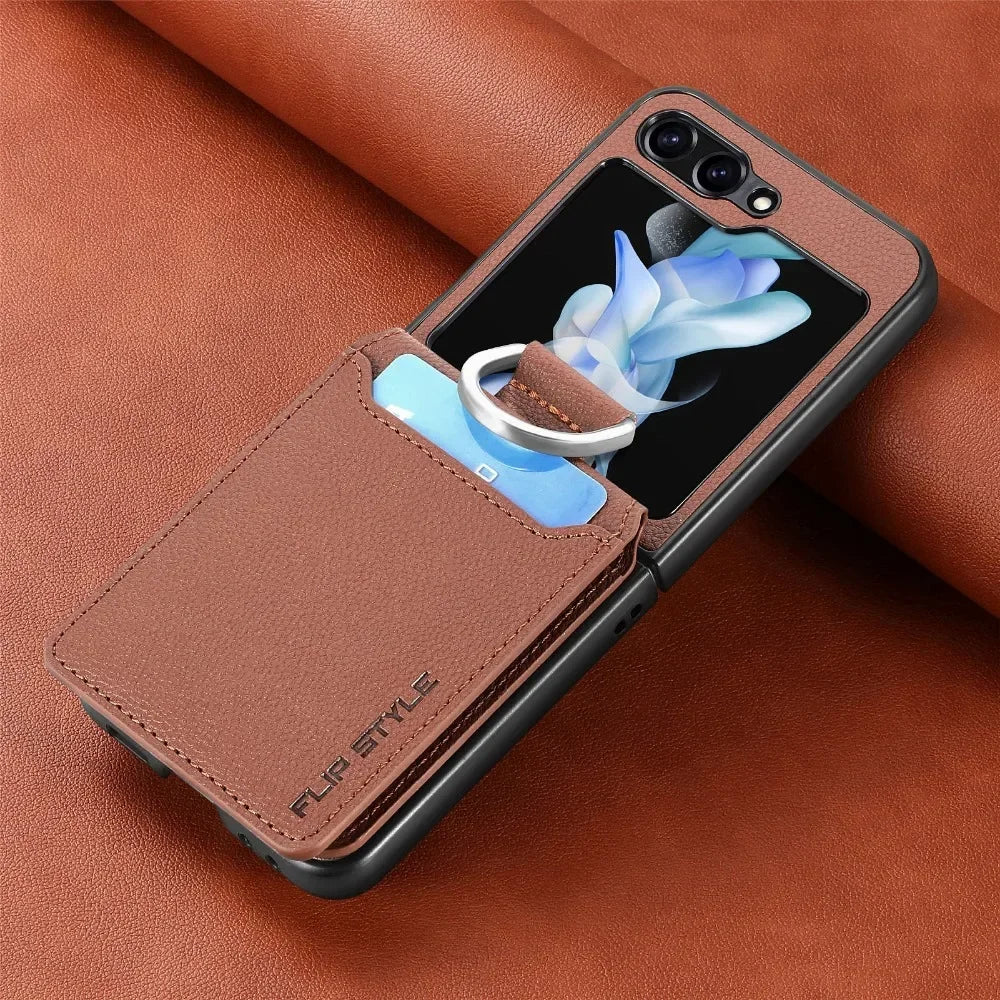 cellphone case Leather Card Slot mobile Phone Case for Samsung Z Flip 5G