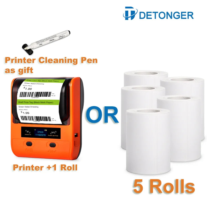 Detonger high resolution Printers Wireless Thermal Mini Barcode Printer