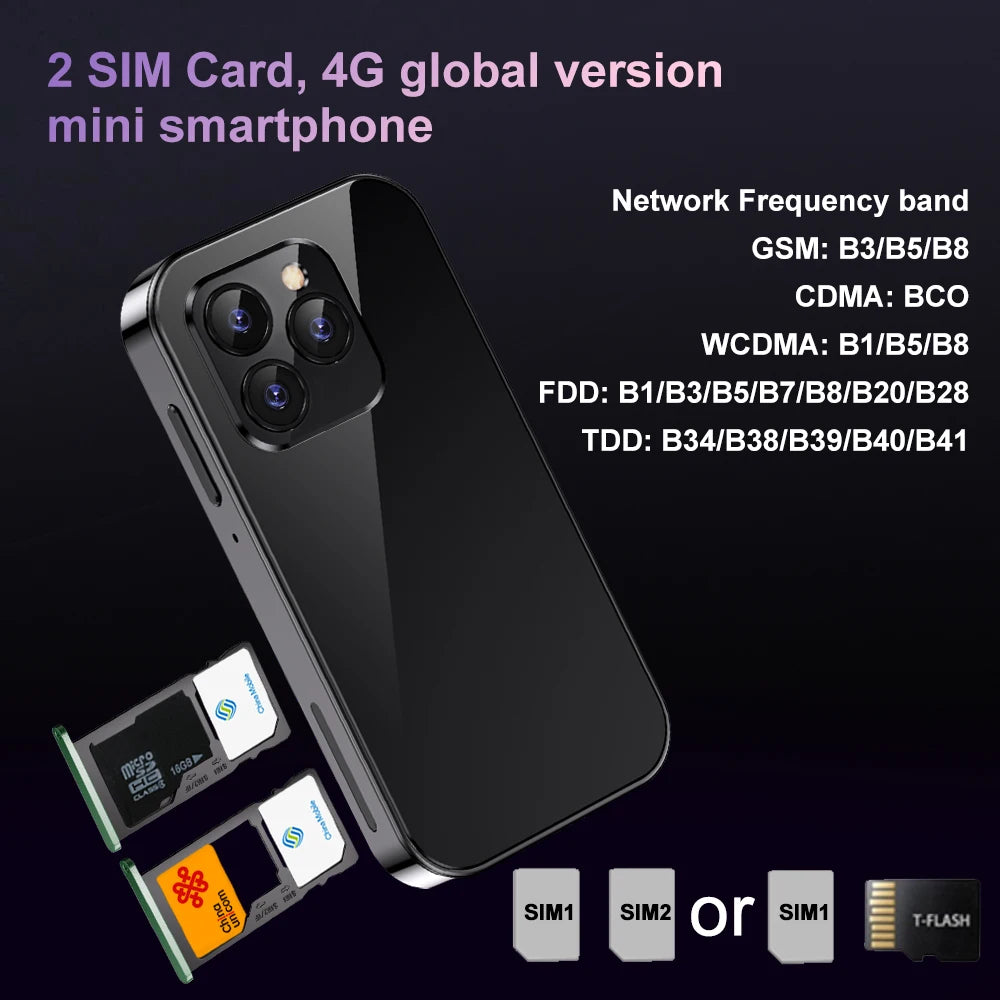 Cellphone SERVO 15Pro 3 inch Mini Smartphone supports 3G, 4G, and 2G networks, Dual SIM
