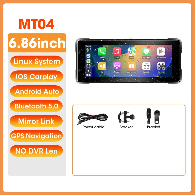 7 Inch Motorcycle GPS with Wireless CarPlay and Android Auto IPX7 Waterproof