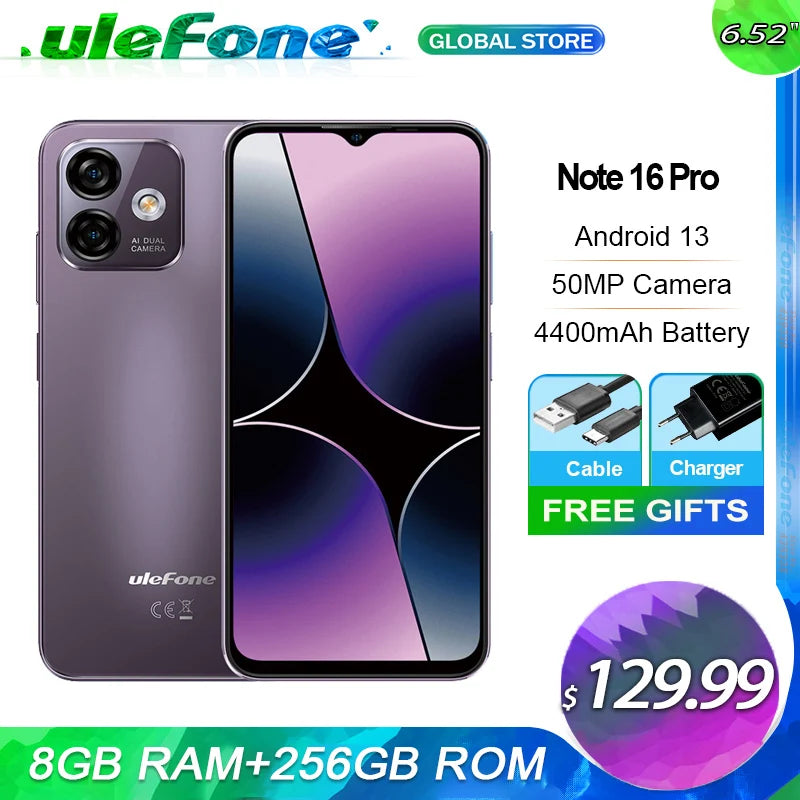 Smartphone Ulefone Note 16 Pro cellphone android os mobile phone dual sim card